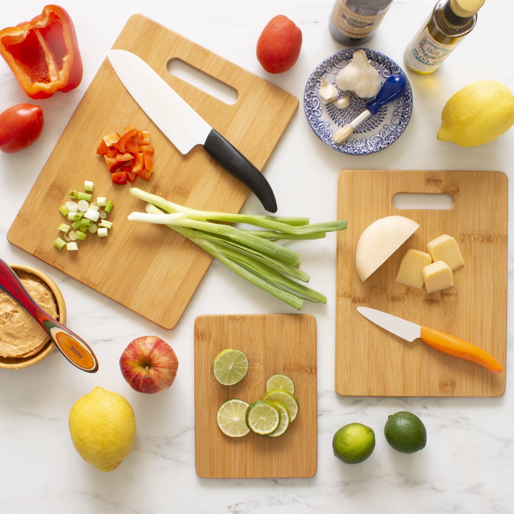 Totally Bamboo 3-Piece Bamboo Wood Cutting Board Set for Kitchen, 3 Assorted Sizes